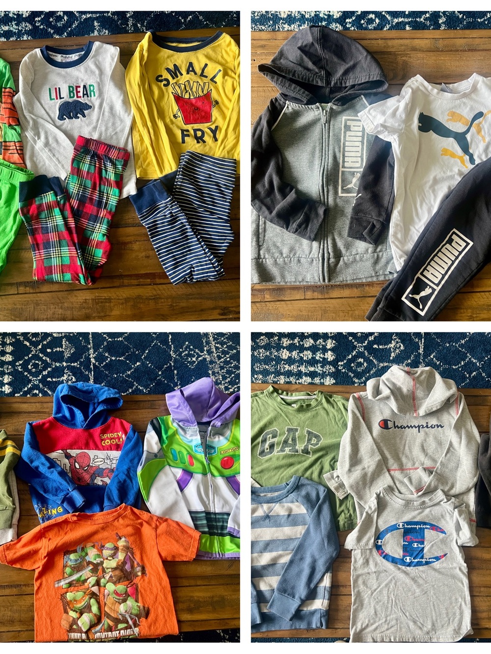 Mixed Kids PJs, Tops & Hoodies Bundle - Champion, Puma, GAP & More 4T-5, 18 pcs